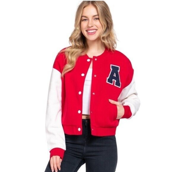 Varsity letter Jacket Women  Medium Red White Letter A Retro Sporty50s Carhop - Picture 1 of 14